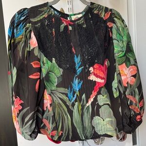 Farm Rio Midnight Macaw Fiesta Top